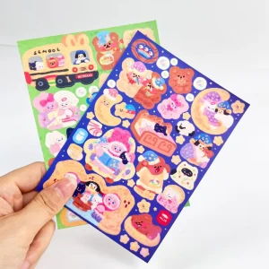 A5 A6 Full Colour Printing Waterproof Vinyl Sticker Sheet Custom Logo Kiss Cut White Vinyl PVC Label Sticker Sheet