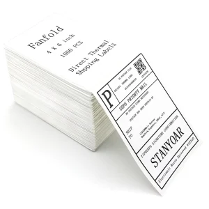 A6 4×6 Blank Waybill Shipping Labels White Fanfold Direct Thermal Printer Sticker Folded Type for Grocery and Supermarket Use