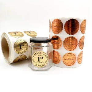 Adhesive Glossy Paper Stickers Non Removable Food Round Label Roll