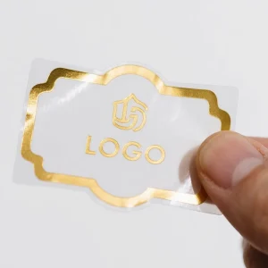 Adhesive Label Custom PVC Transparent Round Waterproof Stickers Gold Foil Logo Product Packaging Labels