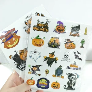 Adhesive Paper Stickers 10 Sheets Pack Custom Design Halloween Christmas Festival Product Gift Decoration Use