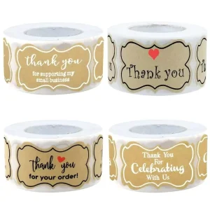 Adhesive Sticker Roll Custom Printing RTS Thank You Sticker Roll 250PCS Per Roll 5cm*3cm