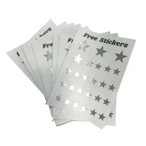 Adhesive Vinyl Reward Stickers Bright Silver Shape Eco Friendly Waterproof Customizable UV Printed Home School Bar DIY Office