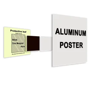 Aluminum Poster Magnet Hanging System Adhesive Rubber Magnet Wall Protective Leaf Metal Poster Tin Sticker Magnetic Sticker