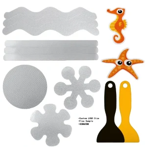Animal Ocean Life Cartoon Anti Slip Safety Bathtub Stickers Shower Strips Treads Self adhesive Acrylic PEVA Waterproof Grip Tape