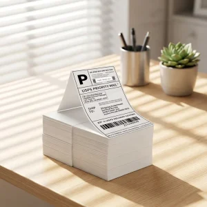 Antac Direct Thermal Fanfold Labels Custom Size Shipping Paper Self adhesive Barcode Labels for Courier Companies Warehouses