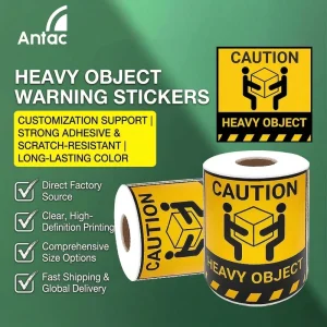 Antac Heavy Duty Custom Coated Paper Warning Stickers Roll Self Adhesive Square Shipping Caution Labels Logistics Cartons