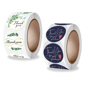 Art Paper Adhesive Custom Printing Sticker Packaging Labels Thank You Decorations Package Stickers Seal Label Roll
