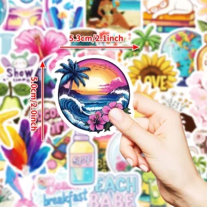 Beach Theme Die Cut PP Waterproof Stickers for Kids Reward System Toy Decoration DIY Scrapbooking Journal Crafting