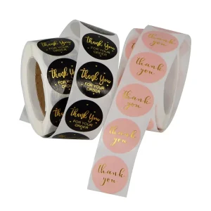 Big Personalised Sticker Foil Stamping Round Thank You Stickers Packaging Sheet