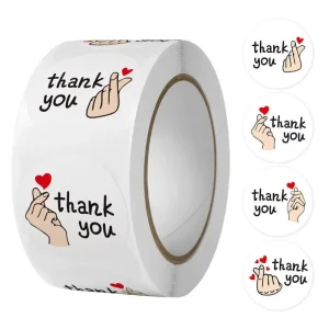 Brand Logo Adhesive Stickers Custom Printing Durable Thank You Stickers RTS 500PCS Per Roll