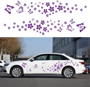 Butterfly with Flower Graphic Car Decal Car Body Sticker DIY Mini Floral Self Adhesive Car Side Vinyl Sticker Hood Decal