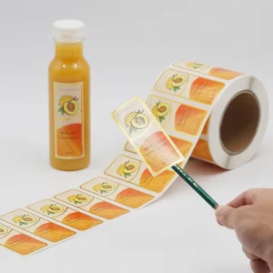 CMYK Color Printing Custom Self Adhesive Vinyl Waterproof Oil Proof UV Bottle Drinks Label Beverage Juice Label Sticker Roll