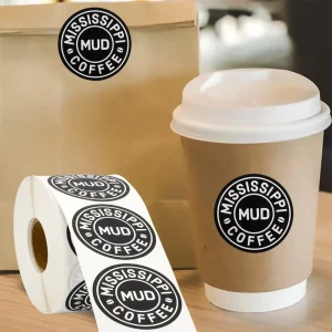 Cafe Use Custom Waterproof Self Adhesive Logo Printing Circle Label Etiquetas Round Sticker for Plastic and Paper Coffee Cup