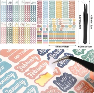 Calendar Stickers Colorful Round Stickers for Planners Number Date Dots for Work Daily To Do Budget Family Journal