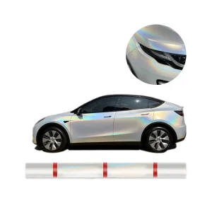 Car Wrap Vinyl Chameleon Laser Holographic White Vinyl PET Self Adhesive Car Wrap Body Sticker Film