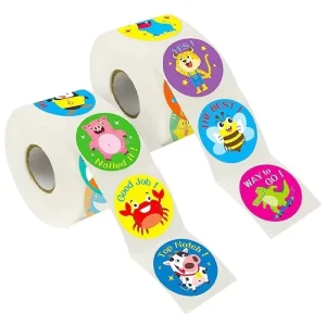 Cartoon Holiday Roll Stickers Vibrant Waterproof for Gift Wrapping Party Decor Seasonal Celebrations