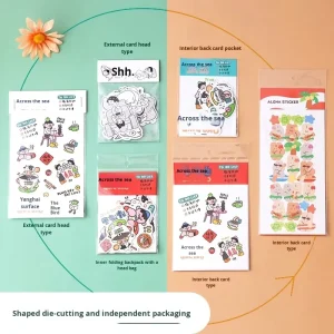 Cartoon Irregular Stickers Custom Single Sheet PVC Goo Mirror Adhesive Kraft Paper Stickers Custom Multiple Styles Printing