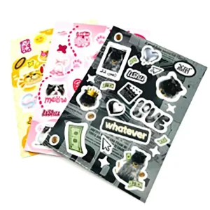Cartoon Kiss Cut Cute Sticker Paper Personalized Adhesive Printing Paper Sticker Paper A3 A4 Label
