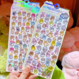 China Custom 3D Embossed Fun Stickers Cute Design PVC Stickers with Self adhesive at Back