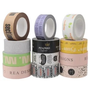 Christmas Design White Kraft Paper Packaging Parcel Tape Eco Friendly Biodegradable Recyclable Hot Melt Reinforced Single