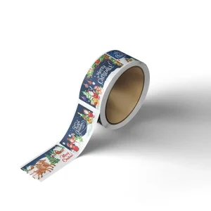 Christmas Sticker Cartoon Printing Coated Paper Environmental Protection Rectangular Seal Sticker Roll