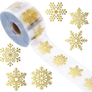 Christmas Transparent Gold Embossed Waterproof Metal Adhesive Sticker for Craft and Photo Frame Use