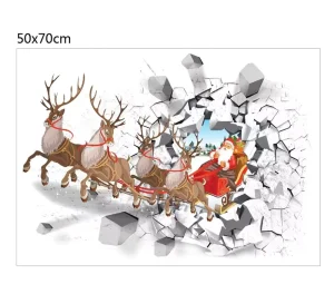 Christmas sticker Decorative Waterproof PVC Wall Sticker Santa Reindeer Sleigh Designs Embossed Promotional wall decal