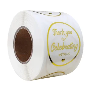 Clear Thank You Waterproof Sticker Gold Foil Adhesive Stickers Roll for Gift Packaging Decoration