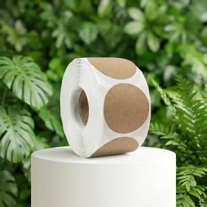 Coated Paper Adhesive Stickers Custom Printing Eco friendly Kraft Paper Blank Stickers RTS 500PCS Per Roll 1in 2.5cm
