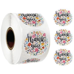 Coated Paper Sticker Roll Custom Printing RTS Thank You Sticker Roll 500PCS Per Roll 1inch 25mm