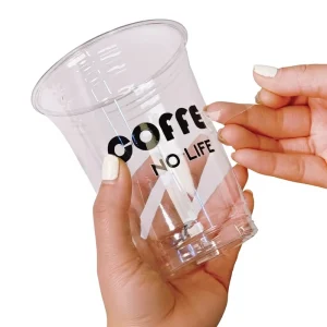 Coffee Milk Tea Cup PVC Transparent UV Bronzing Custom Trademark Logo Transfer Sticker Crystal Label