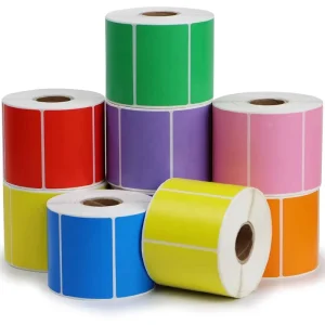 Color Coated Heat Resistant Self Adhesive Shape Thermal Paper Label Roll Shipping Use Outer Box Sticker
