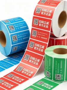 Color QR Code Self Adhesive Marketing Stickers Waterproof Matte Promotional Labels For Food and Daily Packaging