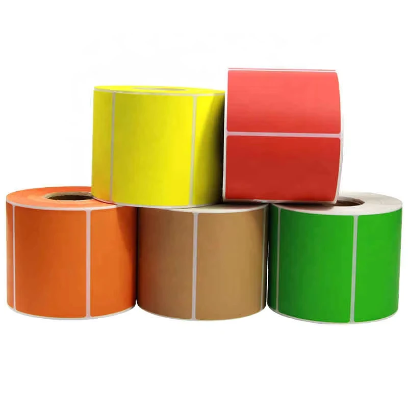 Colored Blank Adhesive Roll Product Label Paper Sticker Rectangle Plain Stickers for Pack Self Adhesive Vinyl Roll for Printing
