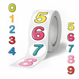 Colorful Number Sticker Roll RTS 500PCS Per Roll Waterproof Vinyl Sticker Roll Custom Printing