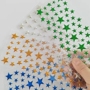 Colorful Self Adhesive Star Shape Kindergarten Children Reward Puffy Glitter Mini Star Stickers
