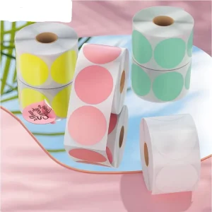 Colorful Thermal Sticker 50×50 Mm Round Shape Barcode Price Labels 20×20 30×30 40×40 50×50 60×60