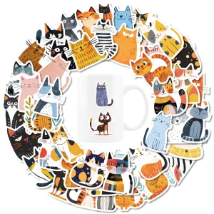 Cross Border Nordic Style DIY Luggage 50 Cartoon Kitten Waterproof Stickers