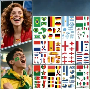 Cross border New Temporary National Flag Waterproof Paper Water Transfer Printed Tattoo Sticker for Sports Day for