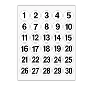 Custom 1 1000 Number Sticker 25mm Vinyl Round Waterproof Self Adhesive Label for Supermarket Promotion Gift Craft