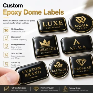 Custom 3D Epoxy Dome Labels Waterproof Self Adhesive Resin Logo Stickers For Branding Equipment And Packaging
