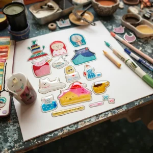 Custom 3D Epoxy Stickers Waterproof Die Cut Epoxy Resin Sticker Sheets Cartoon Collage 3D Sticker