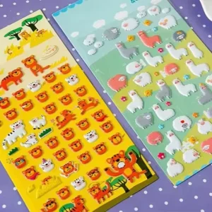 Custom 3D Puffy PVC Stickers Set for Kids with Cartoon Animal and Vehicle Designs Waterproof & Eco Friendly for Craft Projects