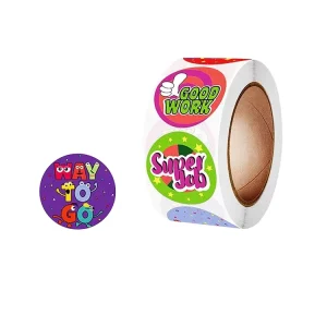 Custom 500pcs Roll Cute Fun School Reward Adhesive Paper Sticker Labels Irregular Shape for Kids Customizable Multi Printing