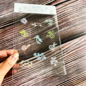Custom A4 A5 A6 Full Color Printed Clear Kiss Cut Sticker Sheet Packs Waterproof Self Adhesive Transparent Vinyl Sticker Sheets