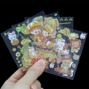 Custom A4 A5 A6 Vinyl Waterproof Transparent Personalized Craft Sticker Kiss Cut Cartoon Sticker Sheet