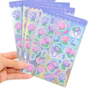 Custom A6 A5 A4 Cartoon Cute Custom Kiss Cut Stickers Transparent Gloss Custom Manufacturing Printed Stickers