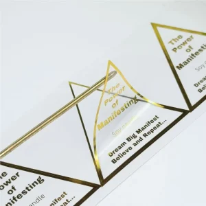 Custom Adhesive Gold Foil Transparent Sticker Paper Waterproof Vinyl Label Sticker