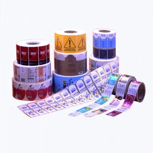 Custom Adhesive Label Stickers Roll Packed Labeling PP Trademark Logos Color Printing Coated Paper Barcodes Customizable Shapes